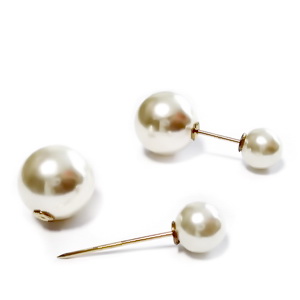 Ace brosa, aurii, 45x1.2mm, perle plastic crem de 10mm si 14mm 1 set