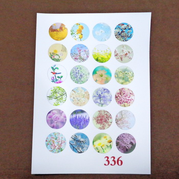Sticker hartie pt. cabochon 18mm, 24 flori diverse-model 3