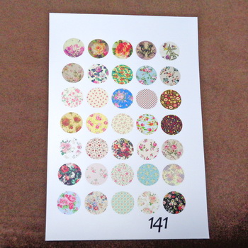 Sticker hartie pt. cabochon 14mm, 35 flori diverse