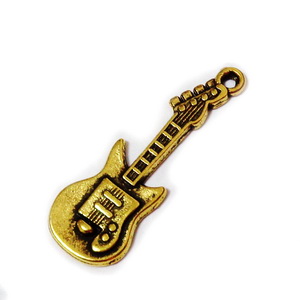 Pandantiv auriu-antic, chitara, 31x11x2mm 1 buc