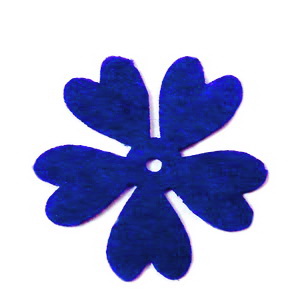 Fetru albastru-cobalt, floare 35x35x0.8mm-set 4buc