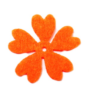 Fetru portocaliu, floare 35x35x0.8mm-set 4buc