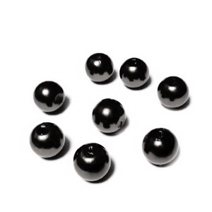 Perle plastic negre, 8 mm