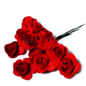 Trandafiri din hartie rosu inchis, 20x12mm-legatura 12 buc