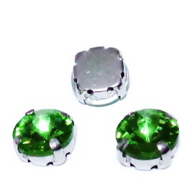Margele montee rhinestone, sticla, rotunde, verde deschis, 15x7.5mm 1 buc