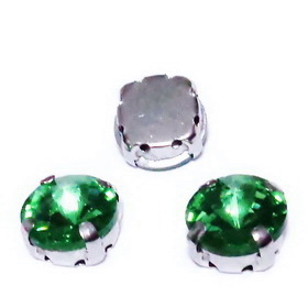 Margele montee rhinestone, sticla, rotunde, verde smarald, 15x7.5mm 1 buc