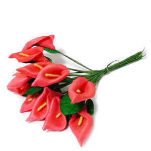 Buchet 12 cale rosii, floare burete si codita sarma, 8-9cm 1 set