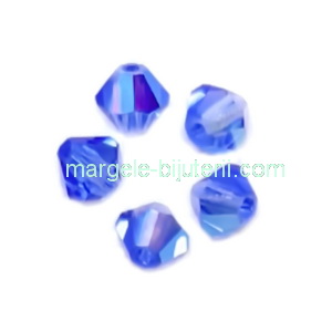 Margele Preciosa biconice Sapphire AB - 4mm 1 buc