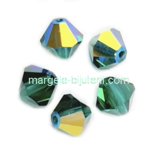 Margele Preciosa biconice Emerald AB - 6mm 1 buc