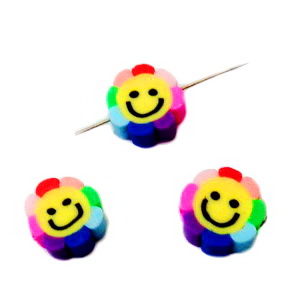 Margele polymer, smile, multicolore,  9~10.5x4.5mm