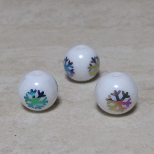 Margele portelan alb electroplacat cu stelute multicolore, 10mm 1 buc