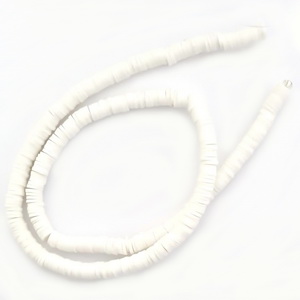 Margele polymer, Heishi, albe, 6x1mm, sir 44 cm(380-400bc) 1 buc