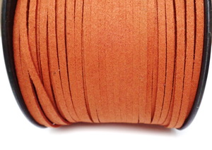 Snur faux suede, portocaliu inchis, grosime 3x1.5mm 1 m