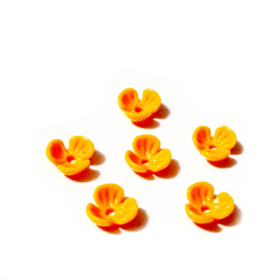 Flori plastic portocalii, 6x6x2.5mm