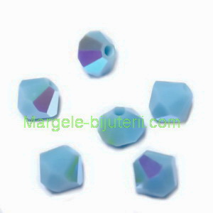Margele Preciosa biconice Turquoise AB - 6mm  1 buc