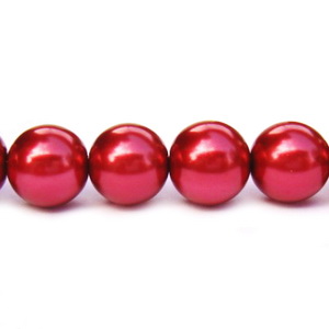 Perle sticla rosu inchis, 12 mm 10 buc
