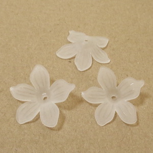 Flori acrilice, frosted, albe, 20x22x4.5 mm 1 buc