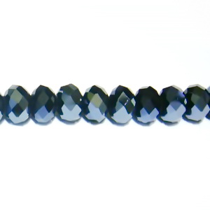 Margele sticla, multifete, rondel, negre-hematit, 6x5mm 1 buc