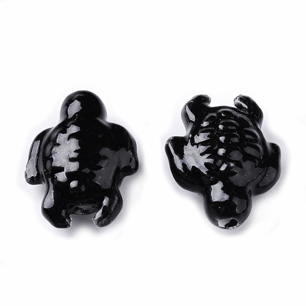 Margele portelan, broasca testoasa neagra, 13x20x2mm 1 buc