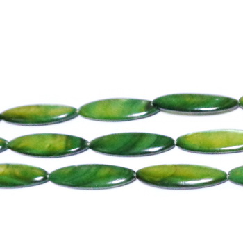Perle sidef, verde inchis, 28x10x3.5mm