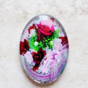 Cabochon sticla 18x13mm, flori, model 5