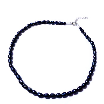 Colier perle de cultura bleumaren-negru, 46 cm 1 buc