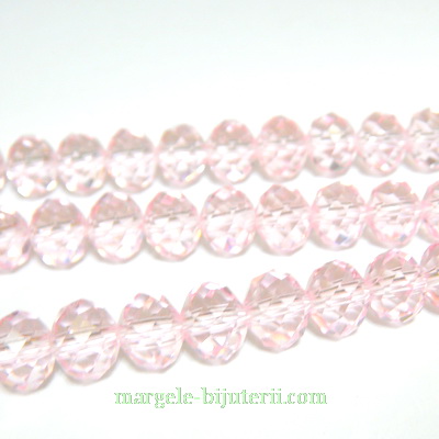 Margele sticla multifete roz 8x6mm 1 buc