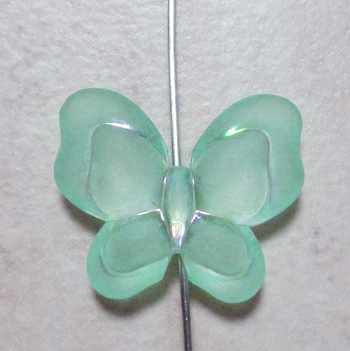 Fluturas plastic transparent/frosted, AB, verde deschis, 21x18x6mm