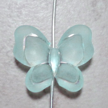 Fluturas plastic transparent/frosted, AB, bleu, 21x18x6mm