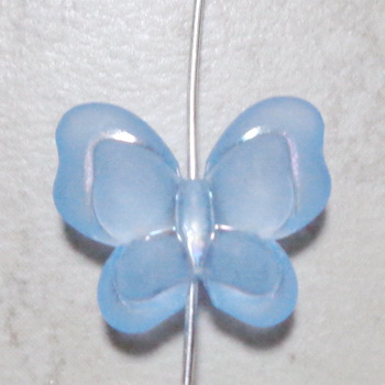 Fluturas plastic transparent/frosted, AB, albastru, 21x18x6mm