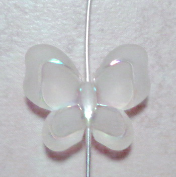Fluturas plastic transparent/frosted, AB, crem, 21x18x6mm