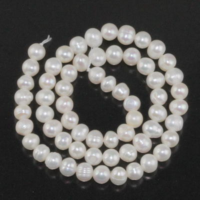 Perle de cultura albe, 7~7.5x5.5~6mm-sir 62 buc 1 buc