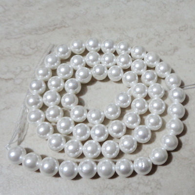 Perle stil Mallorca, albe, 6mm-sir 64 bc 1 buc