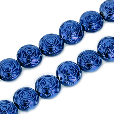 Hematite electroplacate albastru, floare 8x5mm 1 buc