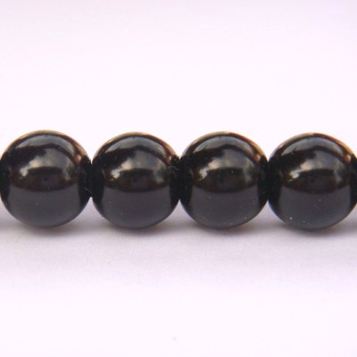 Perle sticla, negre, 8 mm 10 buc