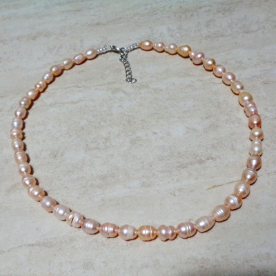 Colier perle de cultura roz, 6~8x5~6mm, 46 cm
