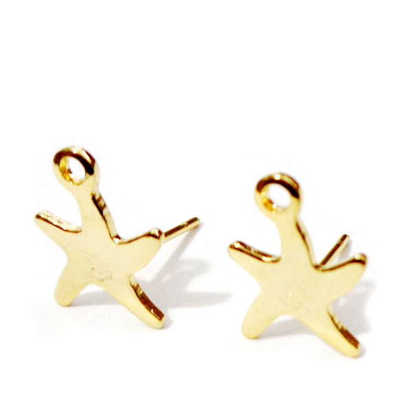 Tortite cercei otel inoxidabil 201, placat cu aur 24K, stea de mare 12x8mm-MICI PETE PE SUPRAFATA 2 buc