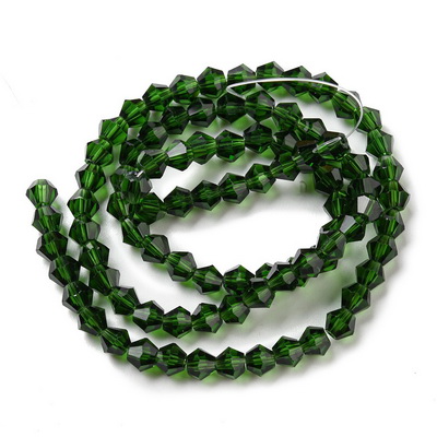 Cristale biconice 4mm, transparente, verde inchis-sir 85-86 buc 1 buc