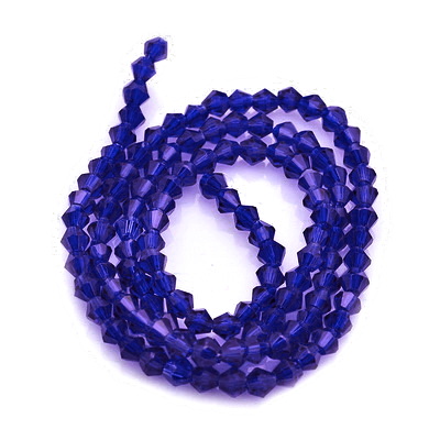 Cristale biconice 4mm, transparente, albastru cobalt-sir 85-86 buc 1 buc