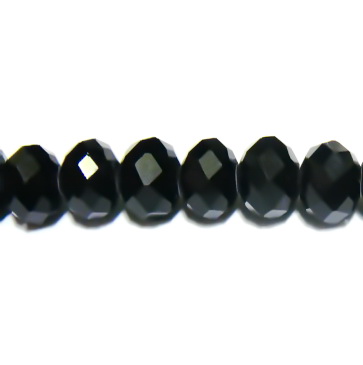 Margele sticla fatetate negre, rondel 6x5mm 10 buc