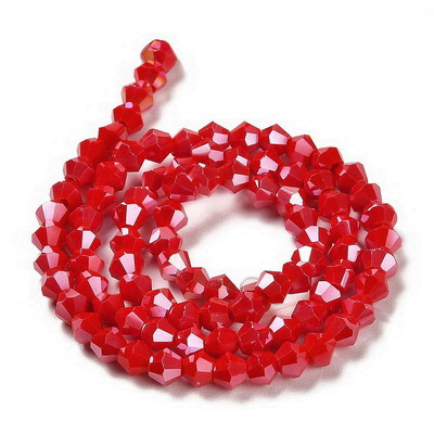 Cristale biconice 4mm, opace, rosii AB-sir 87 buc 1 buc