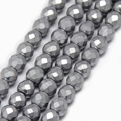 Hematit fatetat, frosted, 3mm, gri 1 buc