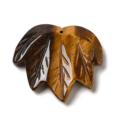 Pandantiv ochi de tigru, frunza 49x44x7.5mm 1 buc