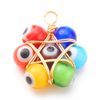 Pandantiv cu margele de lampa cu ochiul lui Horus, chakra, 23x18x6mm 1 buc