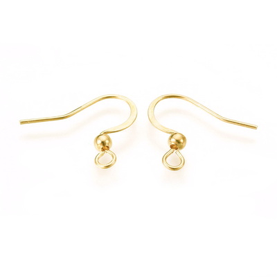 Tortite cercei otel inoxidabil chirurgical 316, placate su aur 18K, cu bobita, 20x16mm 2 buc