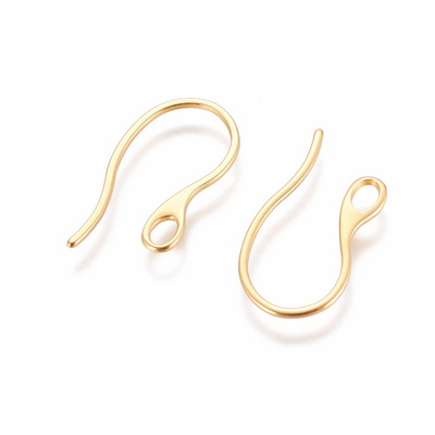 Tortite cercei otel inoxidabil 304, placate cu aur 18K, 22x11.5x1mm 2 buc
