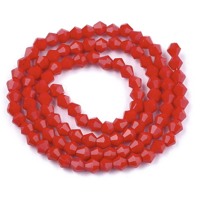 Cristale biconice 4mm, opace, rosu-coral-sir  88buc 1 buc