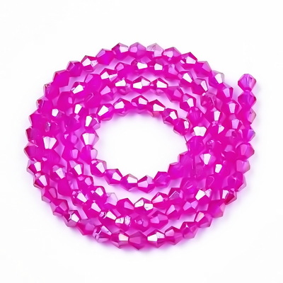 Cristale biconice 4mm, transparente, electroplacate, magenta AB-sir 88 buc 1 buc