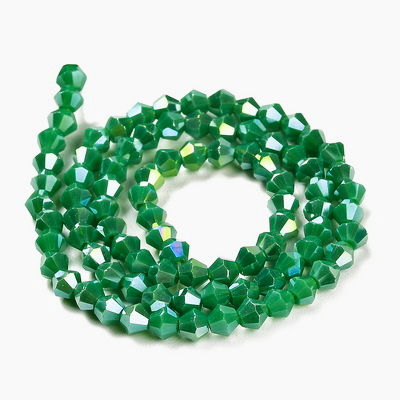 Cristale biconice 4mm, opace, verde inchis AB-sir 84 buc 1 buc