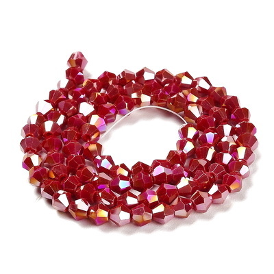 Cristale biconice 4mm, opace, rosu inchis AB-sir 90 buc 1 buc